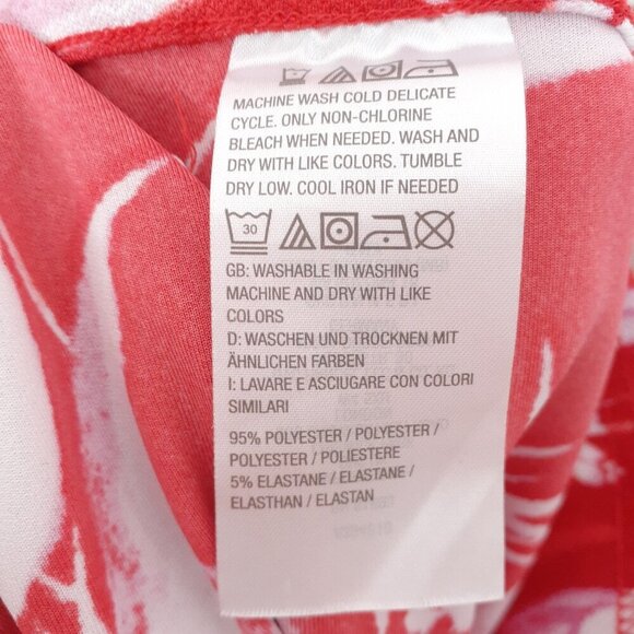 Isaac Mizrahi Pebble Knit Wide Leg Pants XL Pull On Red Floral NWOT 168A - Picture 4 of 4